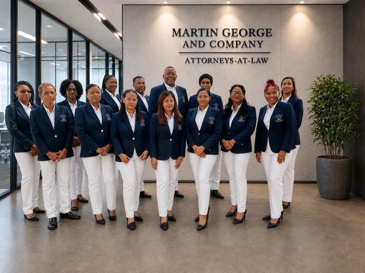 The Martin George & Company team in the Port of Spain office reception